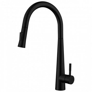 ברז למטבח פיה נשלפת - שחור מט