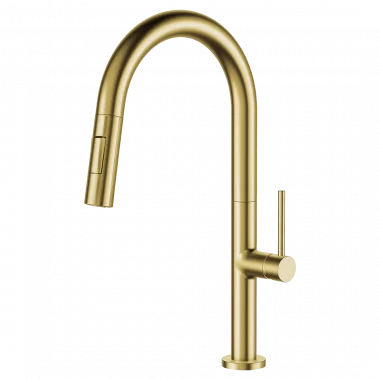 ברז למטבח מינימל פיה נשלפת - זהב מוברש