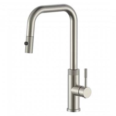 ברז למטבח פיה מעוצבת נשלפת - ניקל מוברש